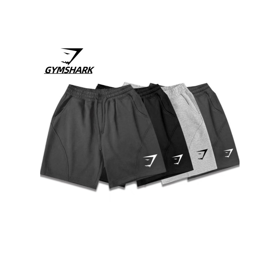 Gymshark Fitness Shorts Men's American Style Retro Straight Tube Not Warped But Knee Three-part Pants Cotton Muscle Shark