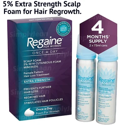 Women's Regaine (Rogaine alike) 5% Foam for Hair Loss and Hair Regrowth, Topical Treatment for Thinning Hair, 4-Month Supply