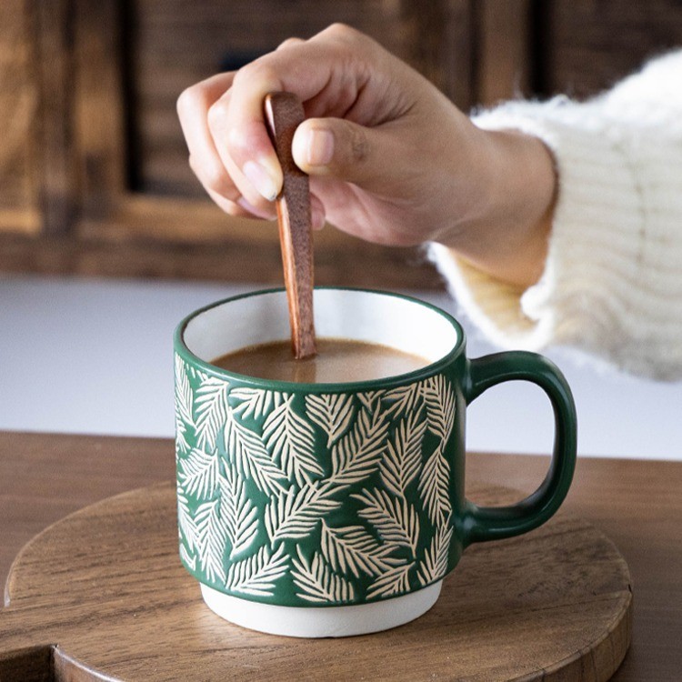 Ly sứ cốc cà phê men gốm phong cách nhật bản nung nhiệt độ cao Ecobabo