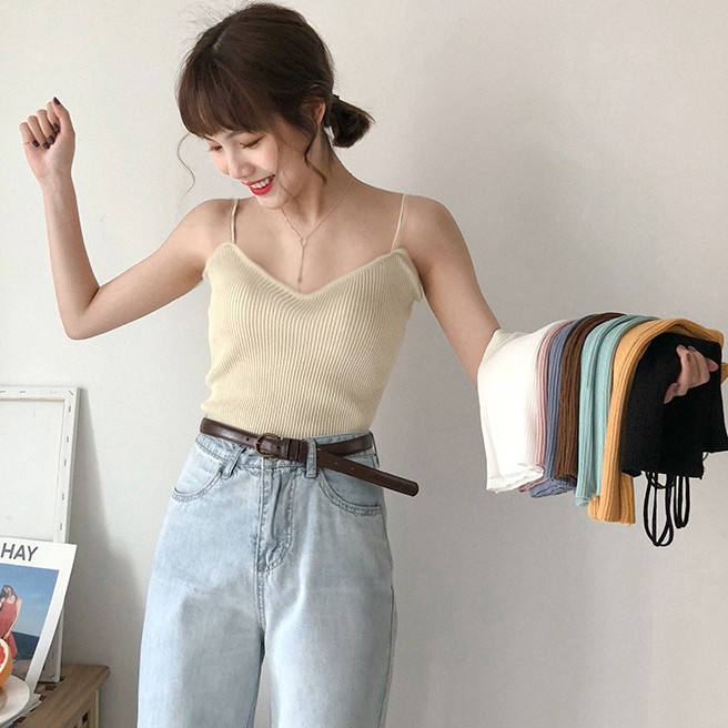 Áo ba lỗ dệt kim cho nữ mặc bên trong thường ngày