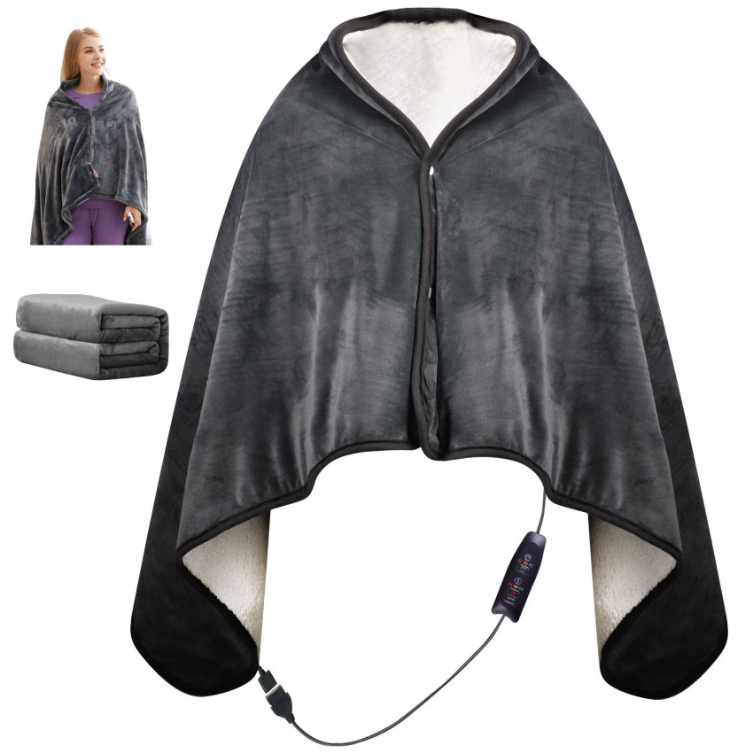 USB nóng lên chăn khăn choàng, 150x76cm nóng lên chăn với 3 mức độ nhiệt và thời gian, flannel Nhanh chóng nóng lên chăn, máy có thể giặt, cho nhà và văn phòng