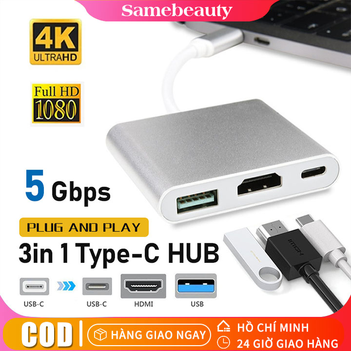 [Bán Chạy]Hub Type-C 3in1,Cổng chuyển đổi HUB USB Type-C sang HDMI, USB 3.0, PD Type-C cho Laptop,Điện thoại,Máy Chiếu,Phím Chuột