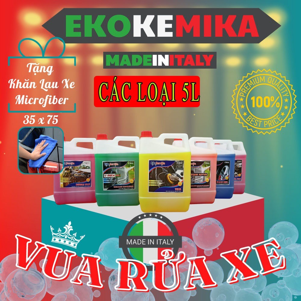 Tổng hợp dung dịch rửa xe công nghệ Ekokemika Can 5 Lít các loại
