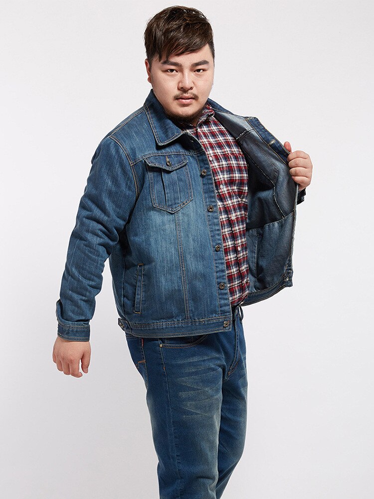 《1104》Áo khoác Jacket bò Người Đàn Ông cỡ lỡn 5XL 6XL 7XL 8xl Áo khoác Denim Dày Cotton áo khoác cao