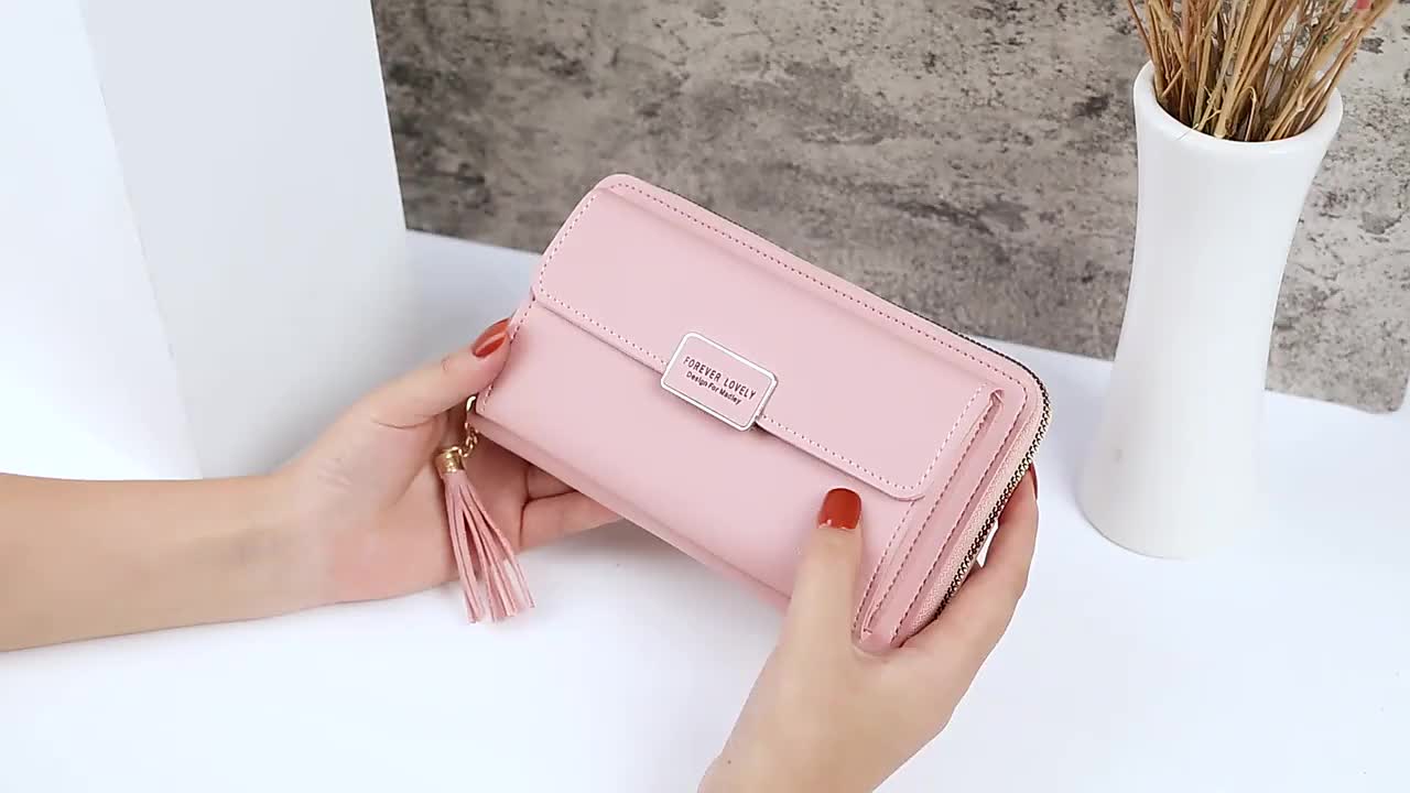 New Wallets Ladies Korean Version Long Tri-fold Mobile Phone Bag Clutch Bag  Wholesale Wallet Creative Ornament Card Holder : Women's Handbags
