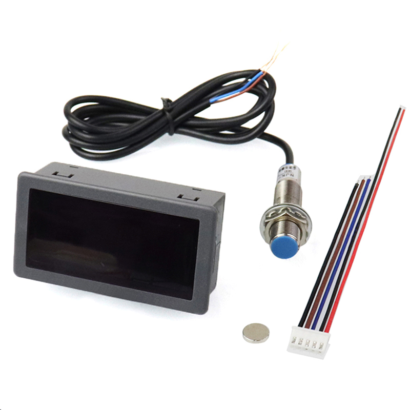 [JINXING] 1 máy đo tốc độ Máy đo tốc độ vòng/phút 4 đèn LED màu đỏ kỹ thuật số có cảm biến công tắc Hall
