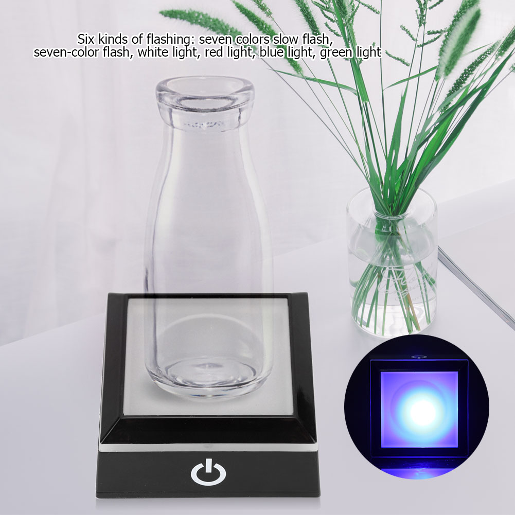 Đa chức năng 3D đèn LED nhiều màu cơ sở hiển thị đứng vuông chủ với 3 chế độ chiếu sáng cho nghệ thuật pha lê đồ bằng kính trang trí nội thất Đen