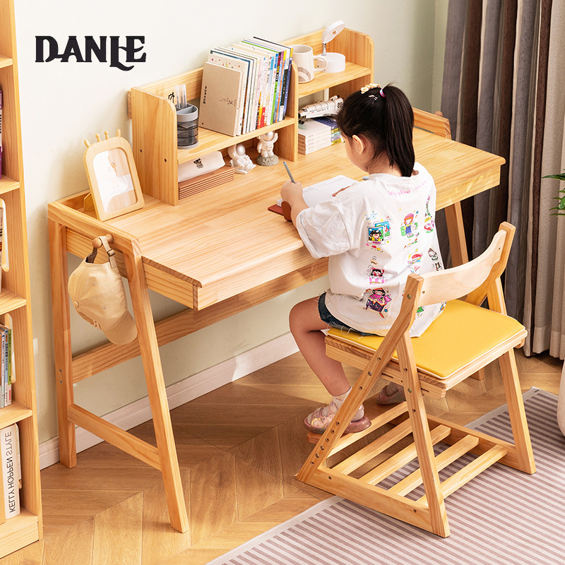 Solid wood children's study table and chair desk primary school student home desk lift writing table special set small apartment ราคา 2,964 บาท*ส่งฟรี