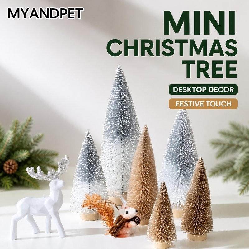 Product photo of MYANDPET Mini Bottle-Brush Christmas Trees (champagne) from its Lazada listing