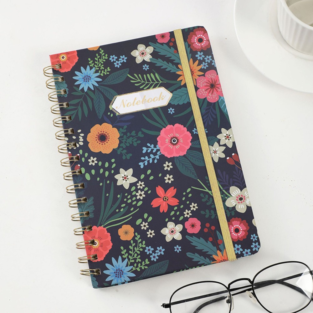 LUMI CO 5.7 X 8.5inch Spiral Notebook 160 Pages A5 Hardcover Spiral Diary Practical Back Pockets Artfan Notebook Journal Women
