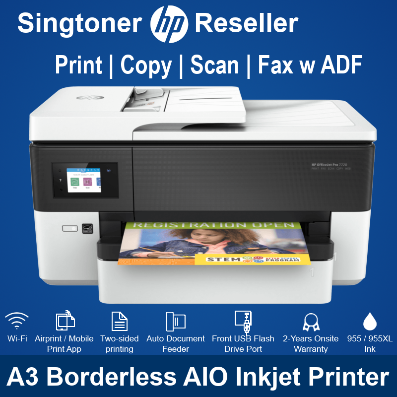 [Singapore Warranty] HP OfficeJet Pro 7720 Wide Format All-in-One Printer 7720 PRO7720 pro7720 Singapore