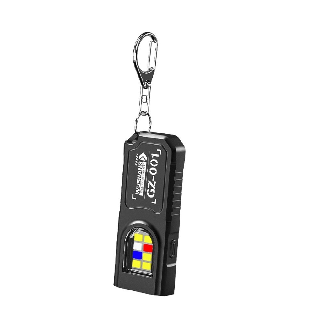 VXUAIQ STORE Multifunctional Keychain Flashlight High Bright USB Rechargeable Work Light Mini Red Blue Lights Keyring Light Camping Walking