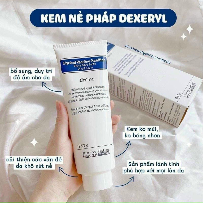 Kem nẻ dưỡng ẩm Dexeryl Creme, Pháp 250g hỗ trợ da nứt nẻ, chàm sữa, mẩn ngứa rôm sảy cho trẻ sơ sinh, người lớn