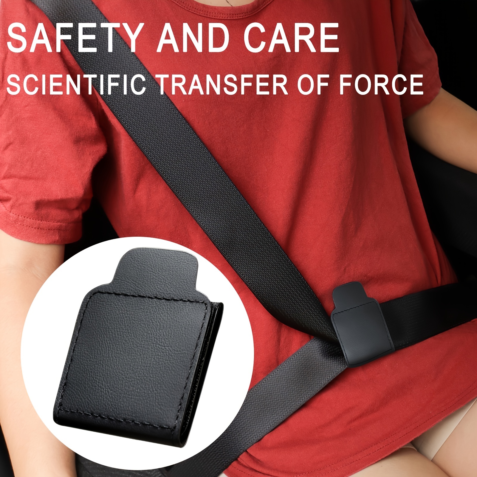 car seat belt adjuster Velcro PU leather seat belt limiter fixed clip anti-stretching neck belly