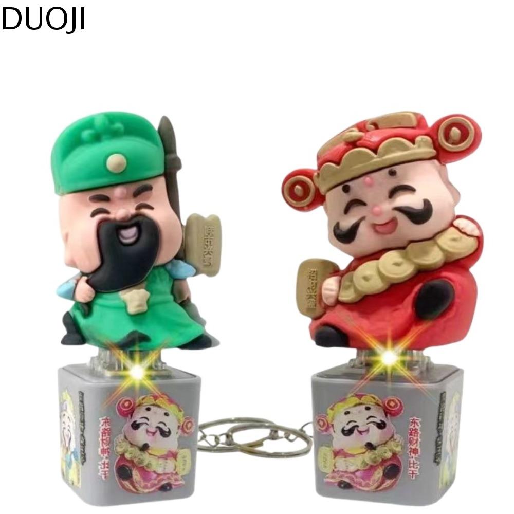 DUOJI Tiếng Việt Đồ chơi âm thanh đèn Flash thần tài Giọng nói Quan Vũ Móc chìa khóa nút ngón tay Đồ chơi giải trí Điện tử Mô hình đèn flash năm mới Đồ chơi ngón tay