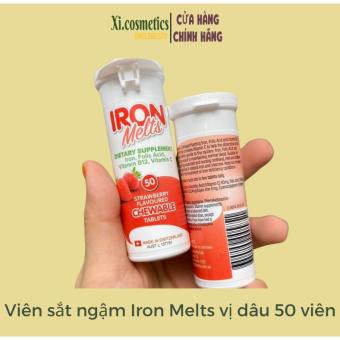 Viên sắt ngậm bổ máu Iron Melts vị dâu, 50 viên, Úc (sắt ngậm)