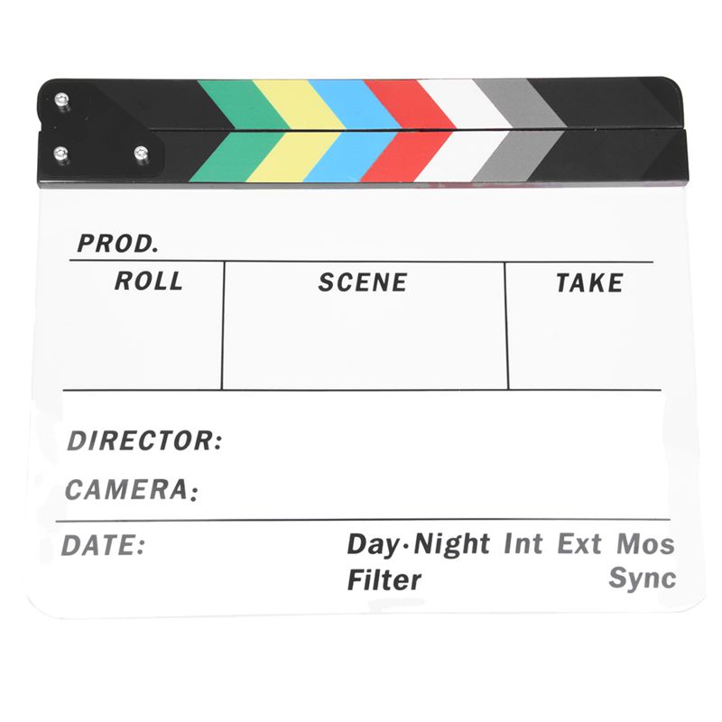 Acrylic Colorful Clapperboard TV Film Movie Cut Role Play Prop