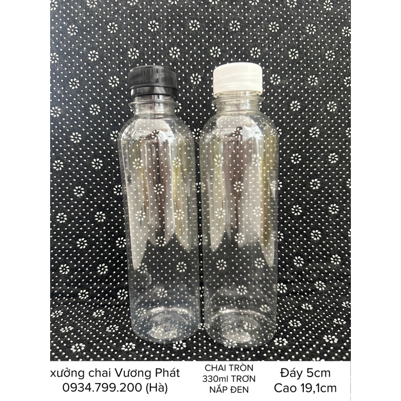 Combo 50 chai nhựa tròn 330ml nắp đen fi 30