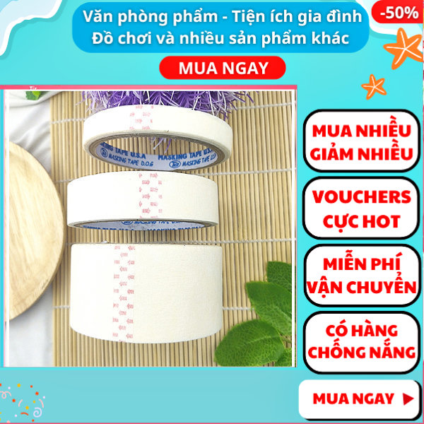 Combo 4 cuộn băng keo giấy 1.2cm hoặc 2 cuộn 2.3cm hoặc 1 cuộn 4.6 cm ( Chọn phân loại ) cực tiện lợi ✔️ Băng keo giấy cuộn ✔️ Băng keo giấy chặn màu ✔️ Nguyễn Thùy Store