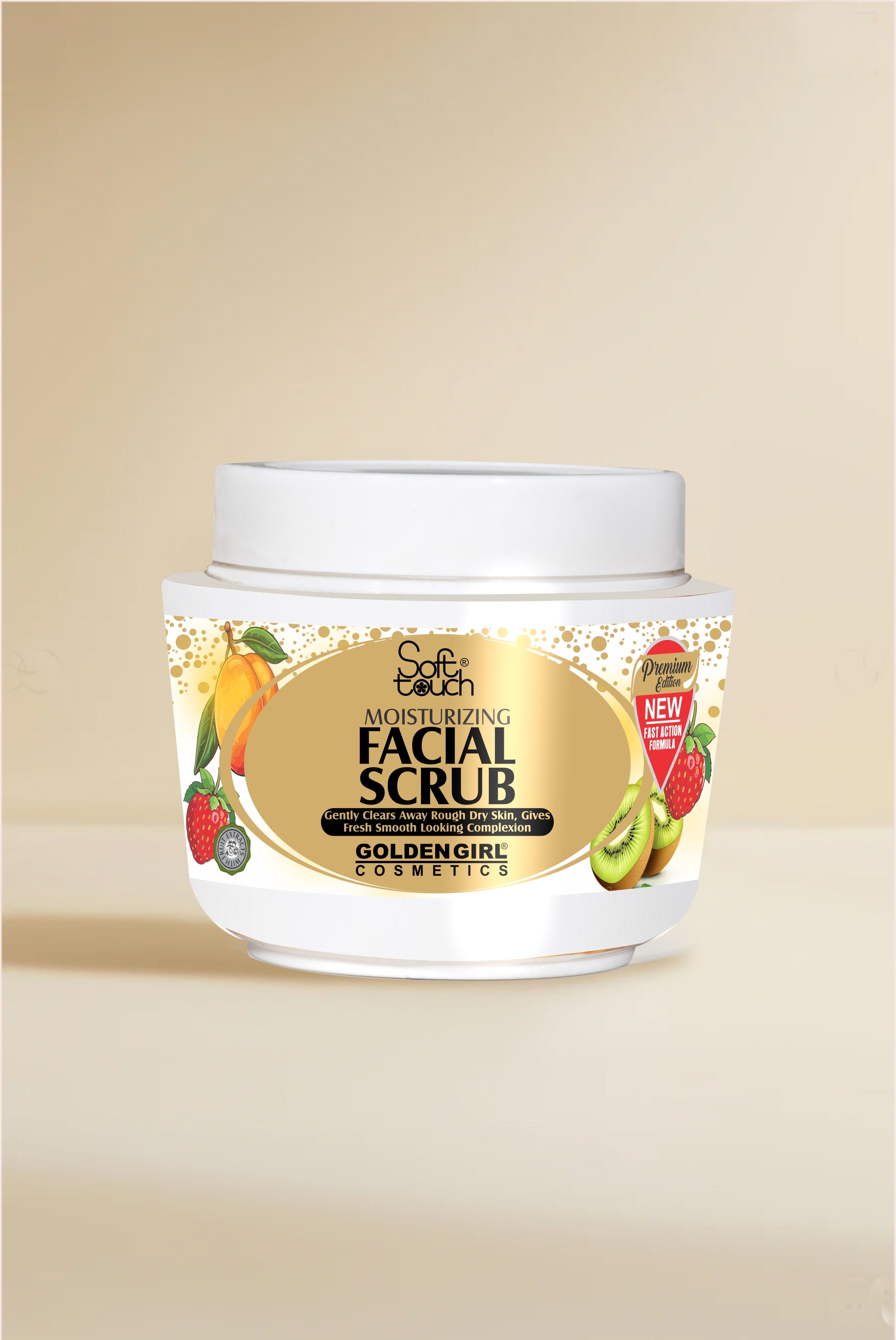 Soft Touch Facial Scrub with Peach, Strawberry, and Kiwi | Facial Exfoliating Care | 500ml