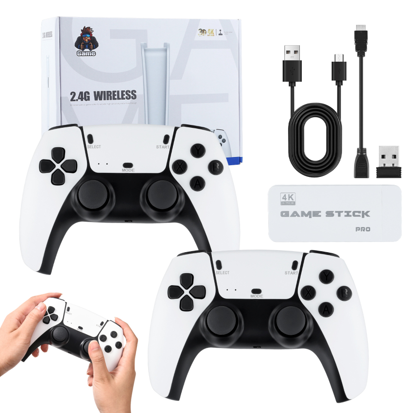 Wireless Retro Game Console, HD 4K Classic Retro Game Console, Mini Arcade Two Player Game Console Plug & Play Video Game Stick, 23 Classic Emulators Definition HDMI Output Adults Kids Gift (64G)