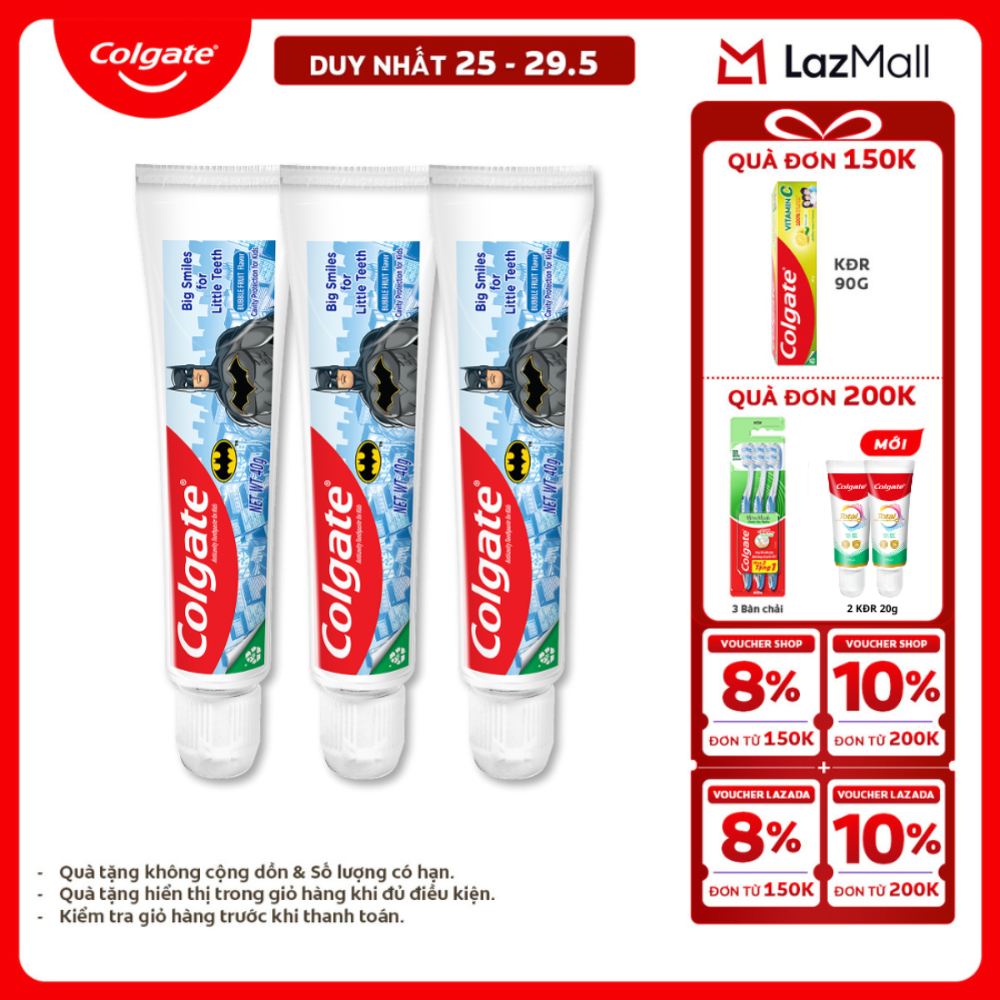 [Chỉ 25-29.5_X2 Voucher giảm 20%] Bộ 3 kem đánh răng Colgate 40g dành cho bé
