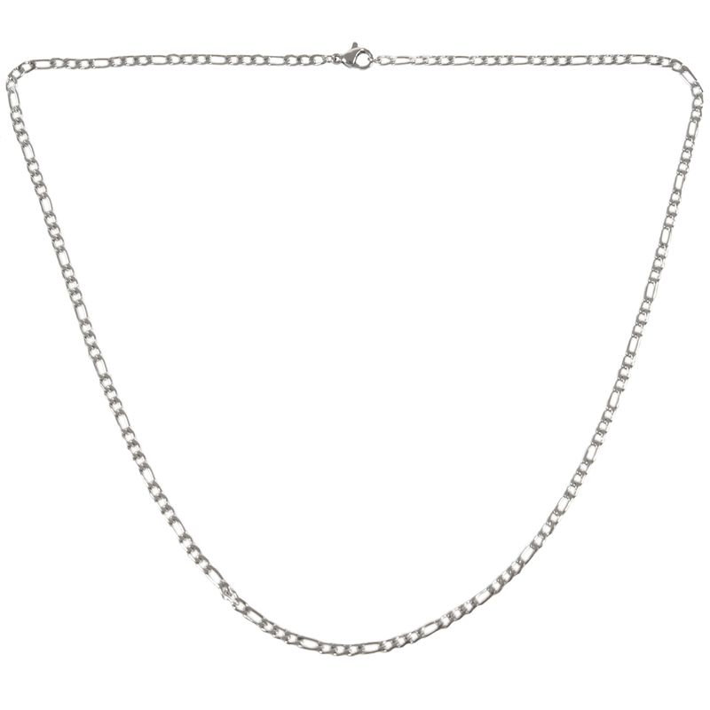 Jewelry Necklace, stainless steel, Figaro chain necklace, Silver – 3 mm wide – 50 cm long