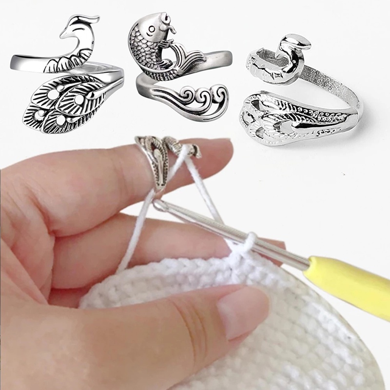 2pcs Adjustable Finger Crochet Ring Crochet Knitting Accessories