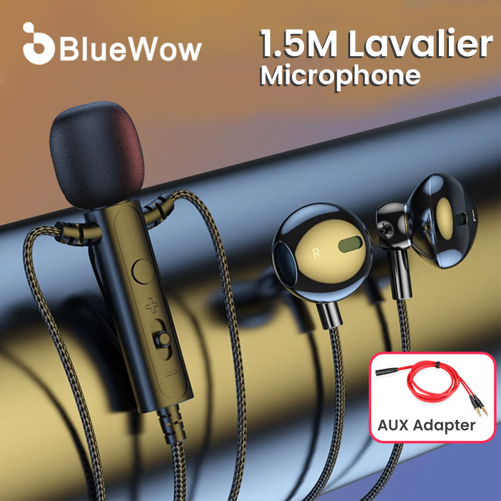 BlueWow 3.5AUX C91 Headphones with Lavalier Microphone Portable Mini Lavalier Microphone Headphones for Recording Video Recording, Live Streaming, Vlogging, Online Classes, etc. ราคา 178 บาท*ส่งฟรี