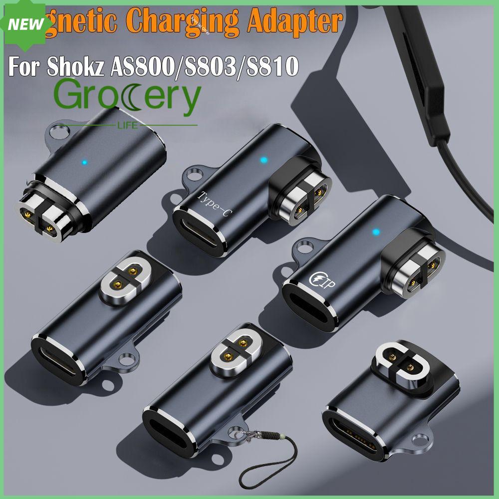 GROCERY LIFE Tai nghe truyền âm qua xương Bộ chuyển đổi sạc Đèn LED chỉ báo Uốn 90 độ Đầu nối tai nghe Type-C Chuyên nghiệp An toàn Bộ sạc từ tính Cho Shokz AS800/S803/S810/As700