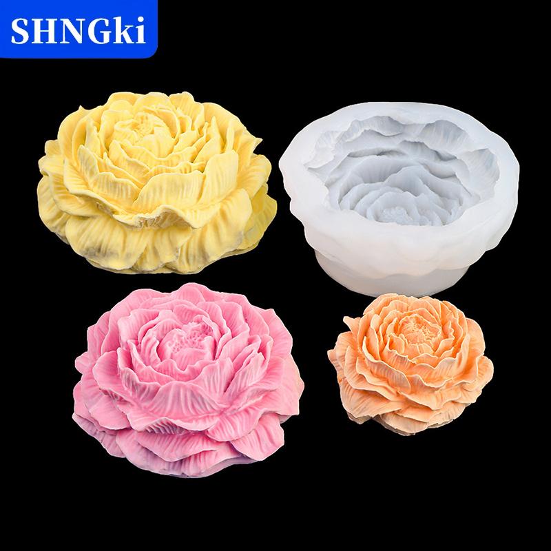 [COD] SHNGki Hoa mẫu đơn nến Silicone khuôn Rose Bánh sô cô la Silicone khuôn xà phòng khuôn valentines Day Gift Rose Flower khuôn