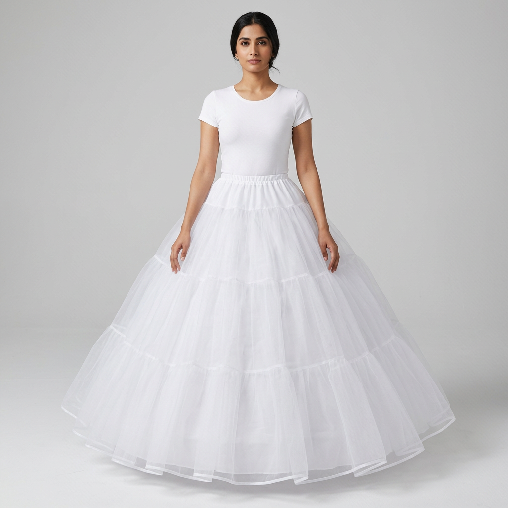 5-Layer Cancan Skirt for Bridal Lehnga, Maxi, Sharara, Ball Gown, Frock - Adjustable Waist, Length 36-46 Inches