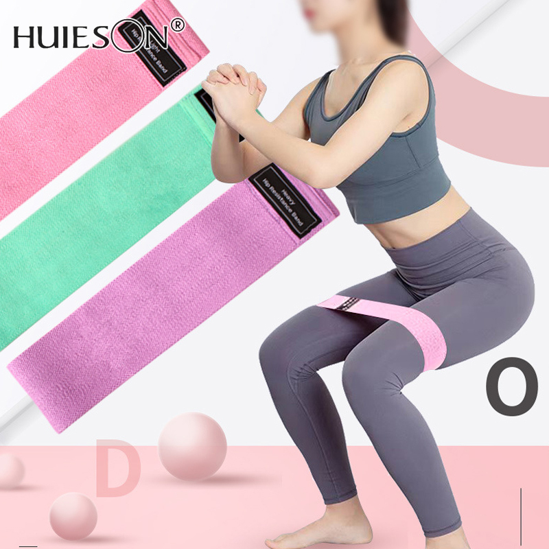 【HUIESON Squat yoga resistance band, knitted training hip band, non rolled edge elastic band, beautiful hip circle, and curved hip yoga women's tension band
