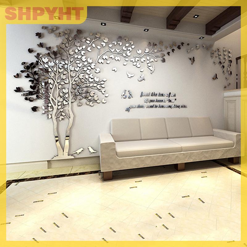 SHPYHT DIY สติกเกอร์ต้นไม้ขนาดใหญ่วอลล์เปเปอร์อะคริลิคกระจกสติกเกอร์ผนังสำหรับห้องนั่งเล่น ราคา 149 บาท*ส่งฟรี