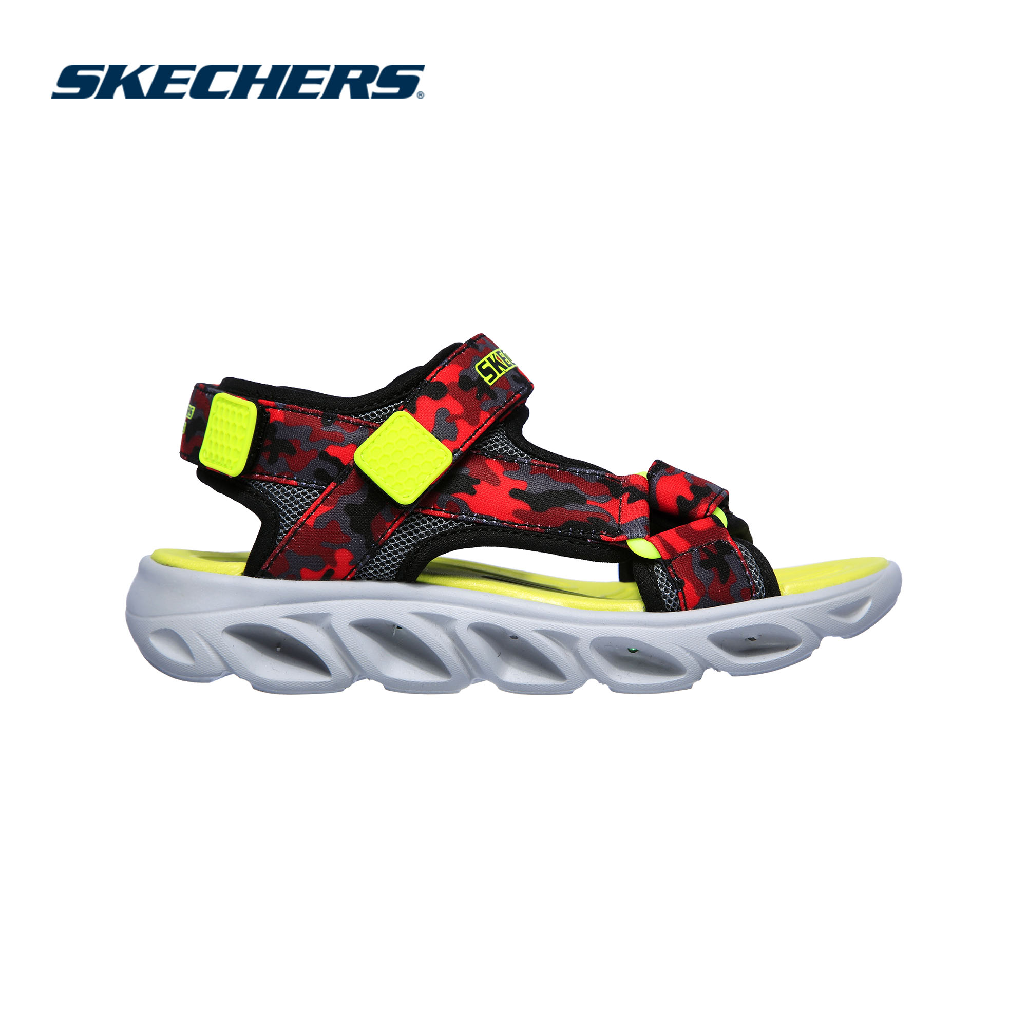Skechers สเก็ตเชอร์ส รองเท้าแตะ เด็กผู้ชาย S-Lights Hypno-Splash Sandals Shoes - 400077L-BKRD