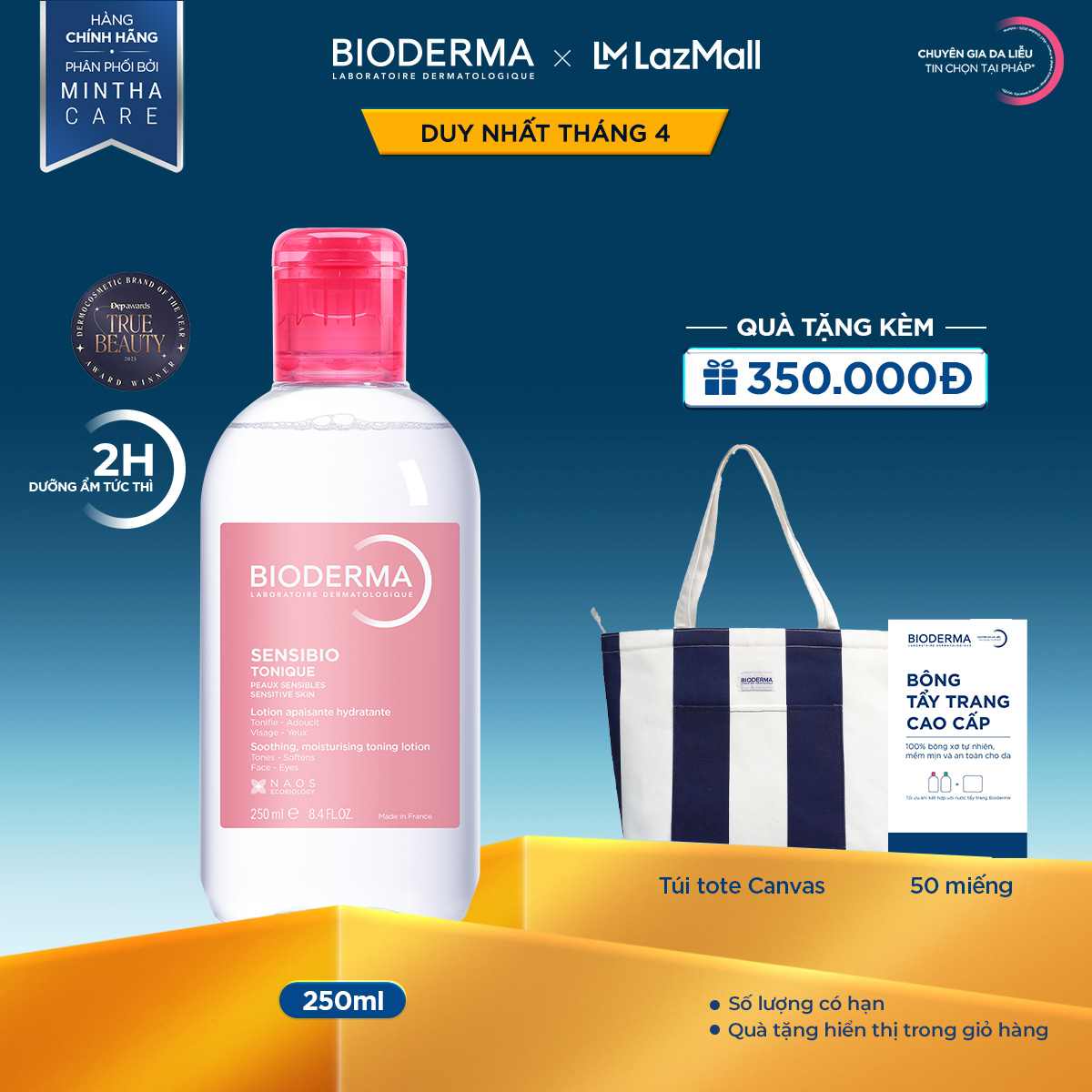 Dung dịch cân bằng dưỡng ẩm và làm dịu cho da nhạy cảm Bioderma Sensibio Tonique - 250ml