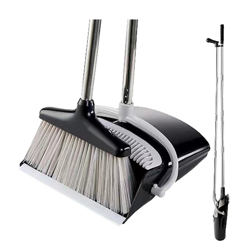 [LB6A]Broom and Dustpan Combo Set with Dust Pan Teeth for Cleaning Hair, for Home Kitchen Office
