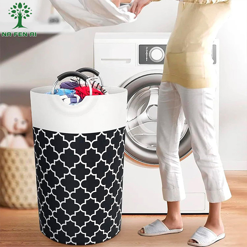 ที่จับอลูมิเนียมตะกร้าซักผ้าความจุสูงพับเก็บได้กระเป๋าเก็บของกันน้ำและหนาจัดตะกร้าสำหรับเสื้อผ้าสกปรก ราคา 200 บาท*ส่งฟรี