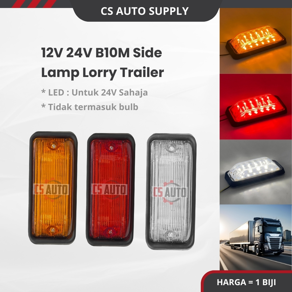 thumbnail image 2 of 10 X ES 24V Red LED Side Marker Lights – 12 LED, For Truck, Scania, MAN, Volvo – ES7710YP118R24 2 of 5