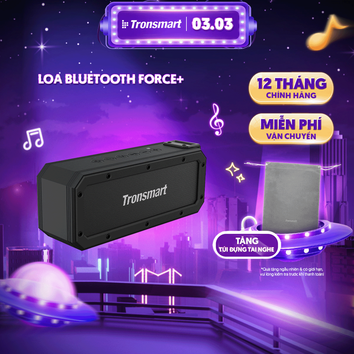 Loa bluetooth tronsmart element force+ | công suất 40w | chống nước ipx7 | bảo hành 12 tháng.