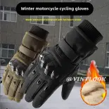 Găng tay xe máy vintlook, nam mùa đông và nữ đầu máy đi xe ngoài trời thể thao chất đống Găng tay chiến thuật dày và chống lạnh