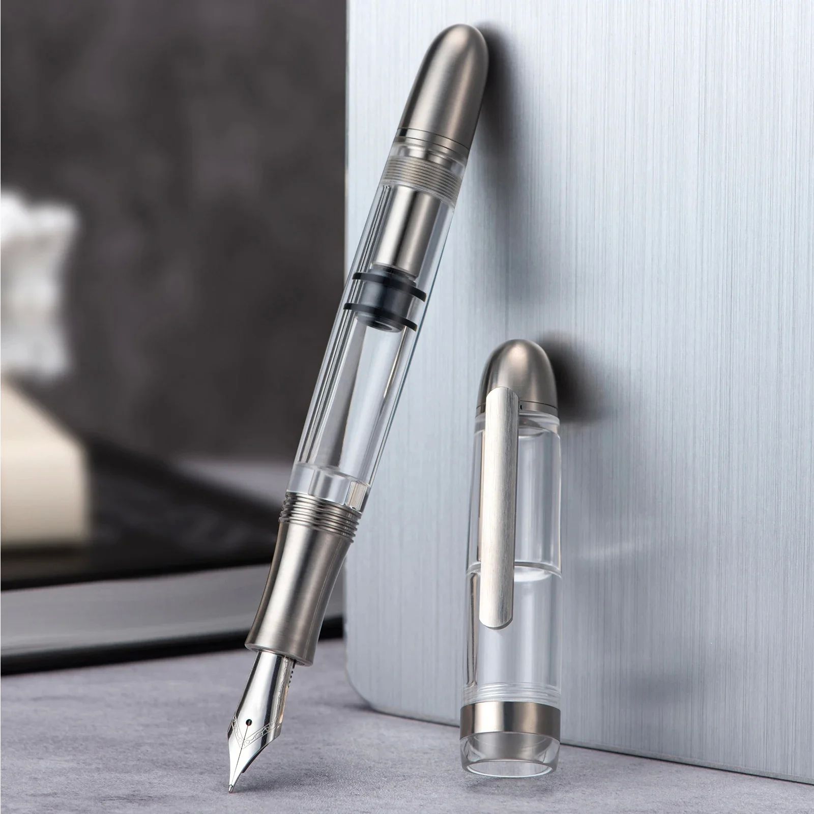 Discount (HQ)🔥Asvine P36 Piston Filling Fountain Pen Bock / Asvine EF/F/M Nib Titanium & Acrylic Smooth Writing Office Gift Pen