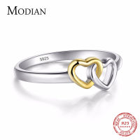 Modian Collection Summer Soild 925 sterling silver Heart Ring Bands New Jewelry Double Hearts silver rings for women