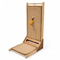 Homyl Vertical Cat Scratching Board with Toy Interactive Sisal Cat Scratcher Angled Scratch Pad Freestanding for Cats Kittens Small Apartments Living Room
