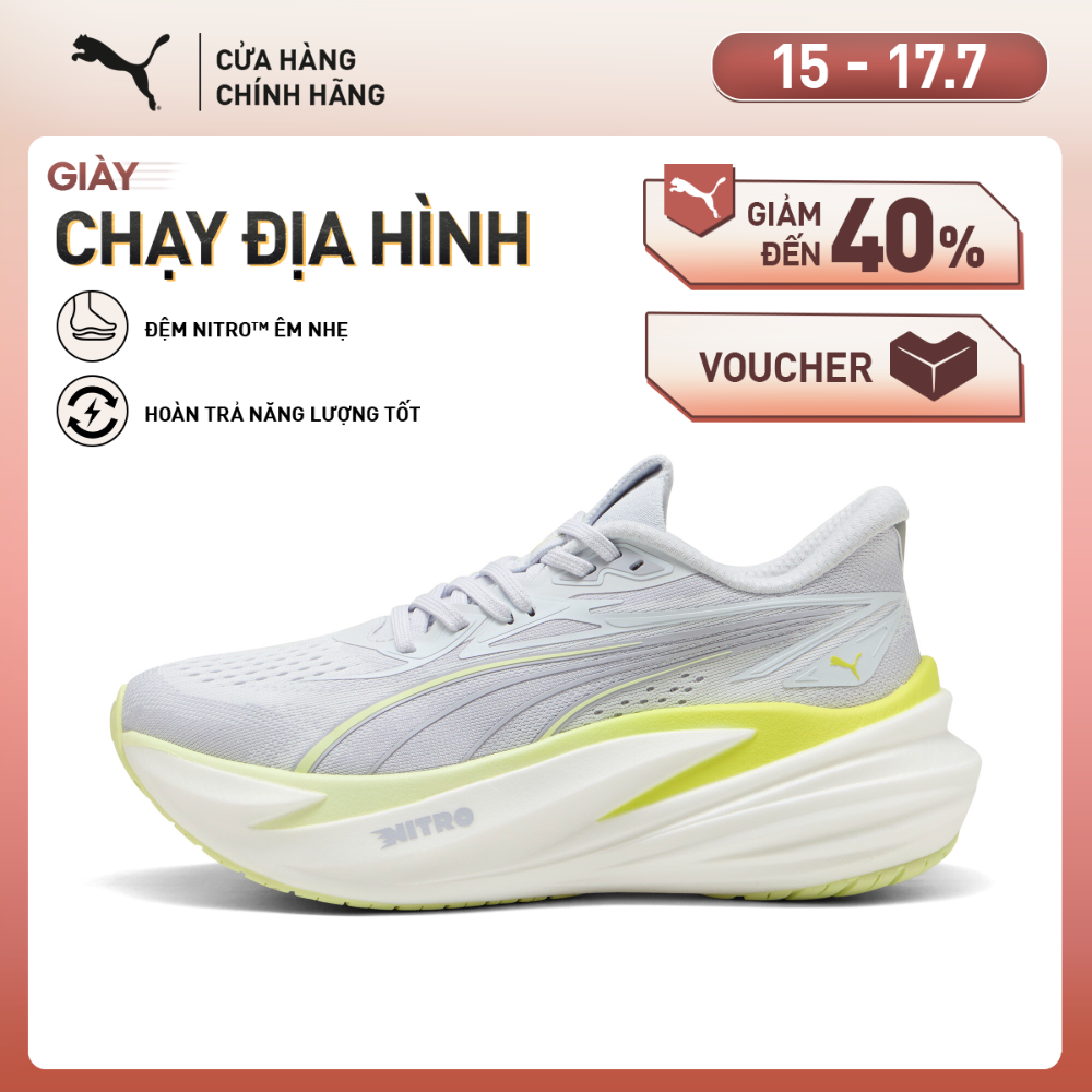 Giày Chạy Bộ PUMA Nữ MagMax NITRO 2 Wns Silver Mist-Apple Spritz Màu Xám