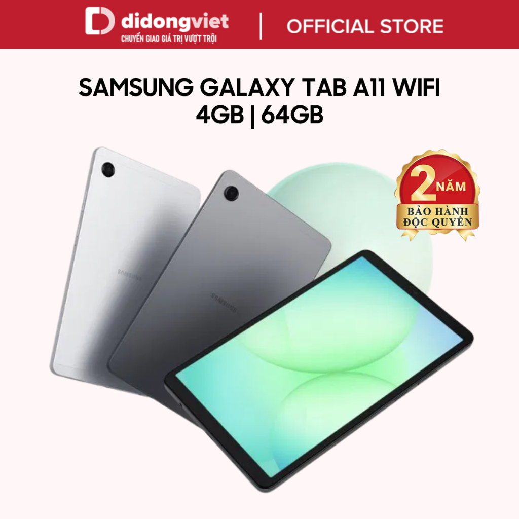 Máy tính bảng Samsung Galaxy Tab A11 Wifi 4GB | 64GB, Màn hình 8,7" 90Hz - MediaTek Helio G99 - 5100mAh, BH 2 năm Giá  3,520,000 Đồng*Miễn phí vận chuyển