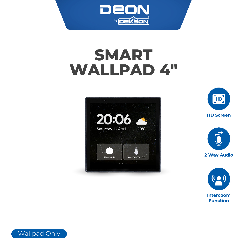 DEON Smart Wallpad 4 Inch Layar Sentuh Smart Wallpad 4 Inch   Black - Merek Dekkson Harga 4,282,000 rupiah*Gratis Ongkir