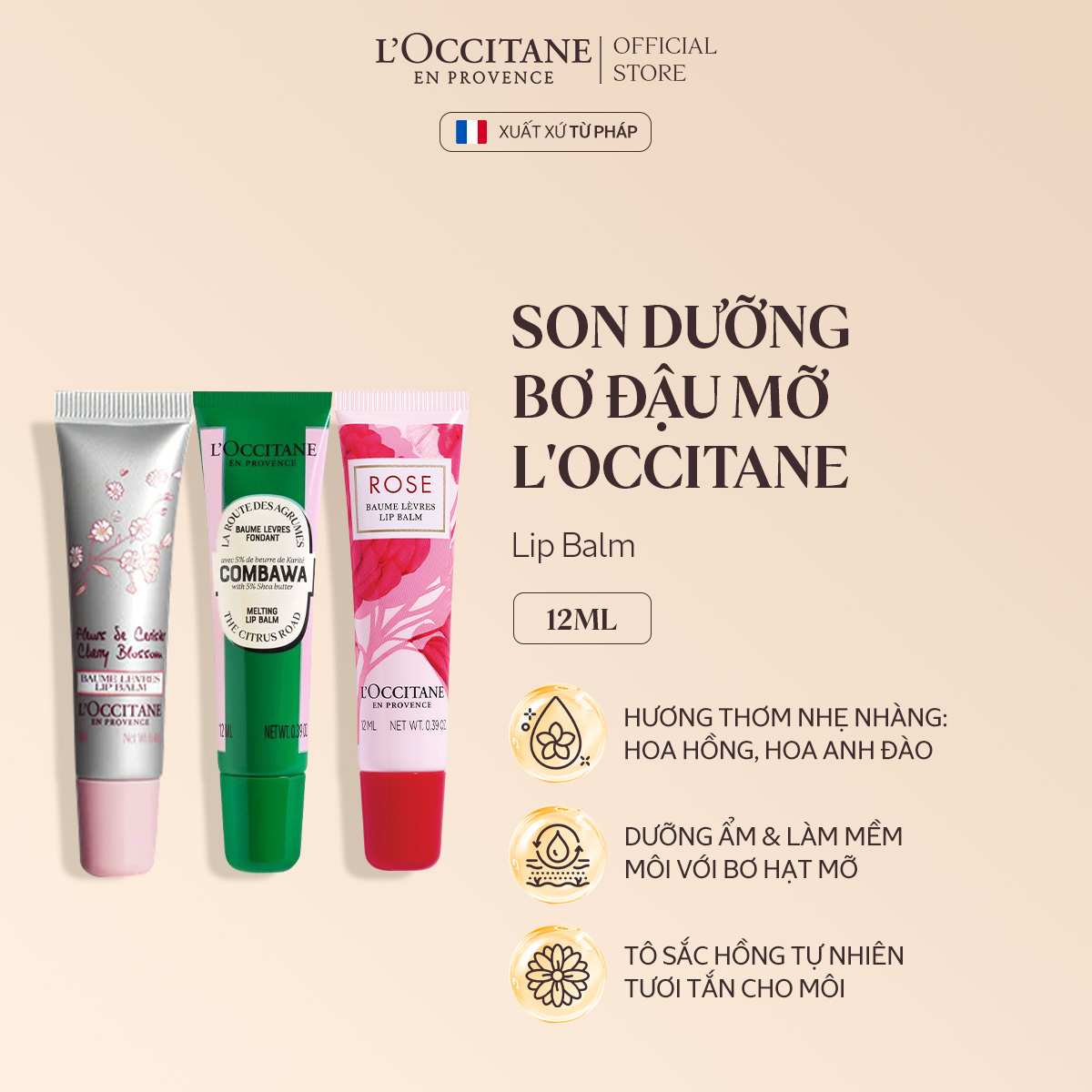 Son Dưỡng Môi L'Occitane Rose Lip Balm 12ml