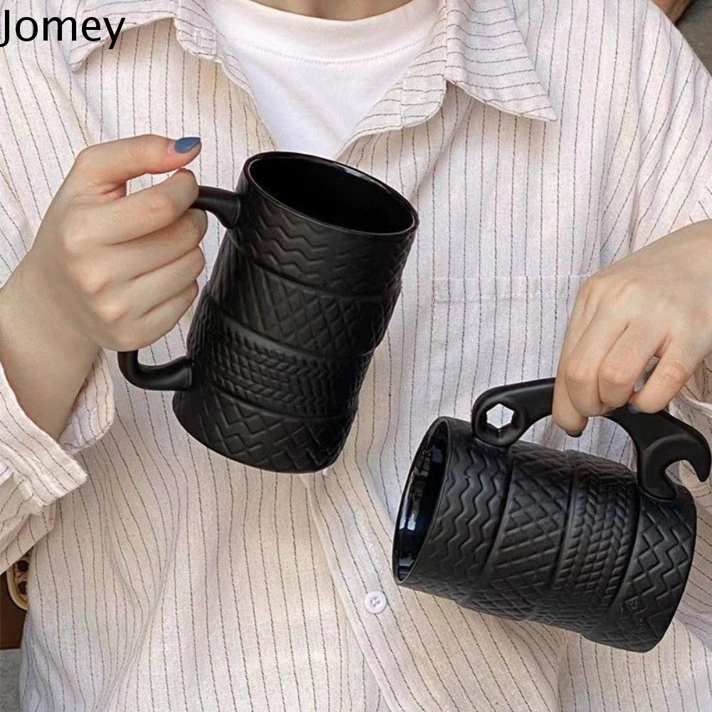 JOMEY Phong cách công nghiệp Cốc nước gốm hình lốp xe Hài hước Dung lượng lớn Cốc cà phê Sáng tạo Độc đáo Cốc độc đáo Quà sinh nhật