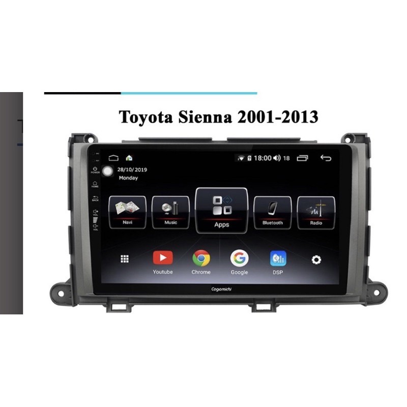 Mặt dưỡng Toyota Sienna 2011-2019 (9 inch)